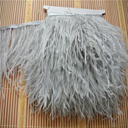 wholesale ostrich feathers craft UK - light grey ostrich feather trimming fringe ostrich feather fringe feather trim 5-6inch in width for sew craft custom236s