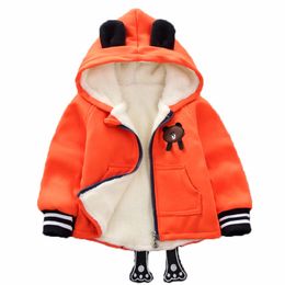 Baby Boys Jacket Kids Winter Thick Coats Toddler Velvet Warm Cotton Hoodies Coat Children Casual Outerwear 1-4 Y Infant Clothing 220826