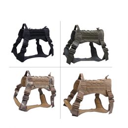 Military Tactical Dog German Shepherd Pet Vest With Handle Nylon Bungee Leash For Small Large s Puppy Y200515