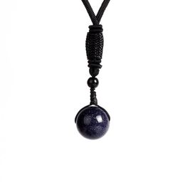Pendant Necklaces Natural Royal Blue Sand Bead Woman Transfer Good Luck Beads Necklace Amulet Rope Chain Handmade Jewellery GiftPendant