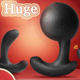 Nxy Anal Toys Super Huge Inflatable Vibrating Butt Plug Sex Wireless Remote Control Male Prostate Massager Expansion Vibrator 220506