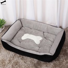Bone Pet Bed Large House For Large Dog Puppy Kennel Waterproof Cat Litter Nest Warm Pet Supplies bed linen 201222