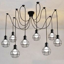 Pendant Lamps Arms Vintage Industrial Nordic Chandelier Edison Bulb Loft Retro Ceiling Lamp Spider Indoor Art Lights Dining LampsPendant