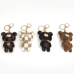 Leather Diamond Bear Keychains Pendant Cartoon Cute Bag Ornament Creative Car Small Gift