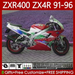 Fairings Kit For KAWASAKI NINJA ZX4R 400CC ZXR-400 1991 1992 1993 94 95 96 Bodywork 138No.80 ZXR 400 CC ZX-4R ZX 4R Cowling White red ZXR400 91 92 93 1994 1995 1996 Body