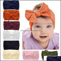 Headbands Hair Jewellery Baby Girls Nylon Bow Elastic Bowknot Bunny Ear Hairbands Headwear Kids Headdress Turban Knot Head Bands Wraps 8 Colour