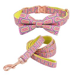 Queen Bow Collar Personazlied Dog Collar Customised Pet Collar Leash Bow For Dog T200517