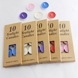 10 Pieces/Set Romantic Aromatherapy Tea Wax Candle Birthday Wedding Party Candle Candlelight Color Candle