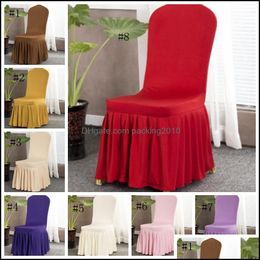 Chair Ers Sashes Home Textiles Garden Ll Spandex Elastic Seat Er With Hem Solid Pleated Slipc Dh0Kx