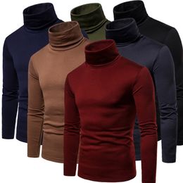 Mens Slim Fit Long Sleeve Mock Turtleneck Pullover Sweater Solid Colour Knitted Thermal Underwear Sweater 220817