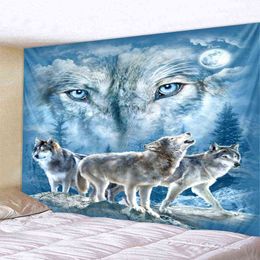 Home Textile Wall Boho Decor Wolf Creative Carpet Hanging Decoration Tiger Pattern Tapiz J220804