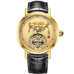 Designer Watch Top Tourbillon Gold Wristwatches Plated Watch Business Men Watches Automatic Mechanical Inlaid Natural Jade Diamond Personality Man