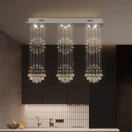 Rectangle Crystal Chandelier Raindrop Ceiling Fixture Indoor Lights for Dining Room Kitchen Island L39" x W10" x H32"