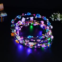 Party Wreath LED Headband Lights Glow strings Flower Crown Headbands Light Up Hair Wreath Hairband Garlands Women Christmas RRE13625