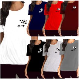 Fashion Letter T-shirt Women Girls Short Sleeve O-neck Tops T Shirt Summwer Designer T-shirts Tees Solid Color Tshirts Clothing 7 Colors Show Figure