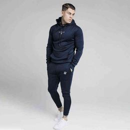 Men's Sets Hoodies+Pants Autumn Winter Hooded Sweatshirt Sweatpants Fashion Men Set Hip Hop Pullover Hoody Sik Silk Tracksuit G1217