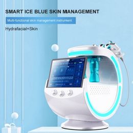 Multi-Functional Beauty Equipment New Smart Ice Blue Radiofrequency Skin Scrubber Dermabrasion Facial Care With Skin Analyzer H2O2 Oxygen Jet Peel Machine