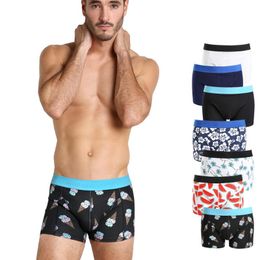 Underpants HaleyChan 1Pc Stretch Cotton Printed Breathable Boxer Briefs Men Underwear Boxershorts Male Mens LingerieUnderpants