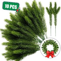 Decorative Flowers & Wreaths 10pcs Artificial Plants Pine Needle Plastic Christmas Tree Accessories DIY Year Party Decorations Xmas Ornament