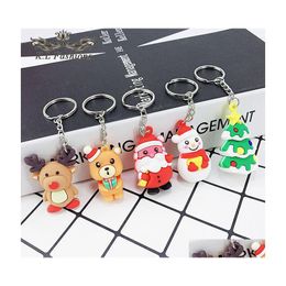 Key Rings Cute Soft Sile Chrismas Ring Santa Snowmen Littel Bear Elk Pendant Bicycle Car Keychain Xmas Gift For Loves Family Drop De Dhvcb