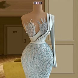 Elegant Sequined Mermaid Prom Dresses One Shoulder Sweetheart Custom Made Women Party Gown Floor Length Evening Robe