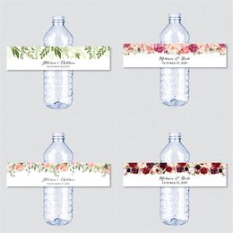 Printable Printed Wedding Rustic Pink Flower Custom Labels Personalised Water Bottle Lab 220613