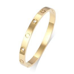 Modedesigner Damen Herren Armreif Schmuck Silber Gold Titan Stahl Schnalle Verschluss Armband mit Originaltasche