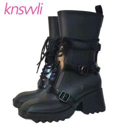 Runway High Heels Rain Shoes Women Rubber Waterproof Rain Boots Woman Square Heels Ankle Boots For Women Designer Shoes