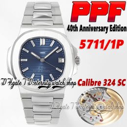 2022 PPF 5711 40th Anniversary 324SC PPF324 Automatic Mens Watch Blue Texture Dial SS Stainless Steel Bracelet 40mm Latest upgraded Edition eternity Sport Watches