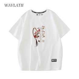 WAVLATII Women White Cotton T Shirts Female Opera Casual Light Green Tees Summer Fashion Short Sleeve Tops WT2215 220615