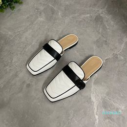 2022-Women half slippers with genuine leather sole beautiful appearance comfortable foot feeling