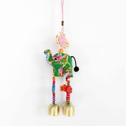 Decorative Objects & Figurines Thailand Style Hang Decorations Floral Cloth Elephant Key Chain Colorful Woolen Balls Wood Beaded Pendant Min