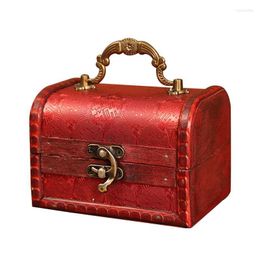 Jewellery Pouches Bags M89E Vintage Wooden Treasure Box Floral Embossed Storage Decorative Souvenir Organiser Wynn22