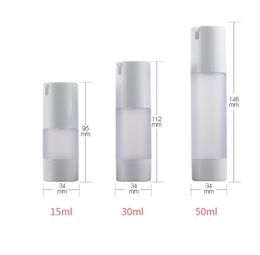15ml 30ml 50ml Airless Bottle Essence Vacuum Pump Frosted White Refillable Bottles Makeup Container Tools 100pcs