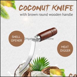 Other Kitchen Tools Kitchen Dining Bar Home Garden Stainless Steel Coconut Knife Meat Extraction Opener Mti-Function Gadget Drop Delivery