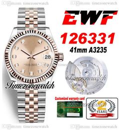 EWF 41mm 126331 A3235 Automatic Mens Watch Two Tone Rose Gold Champagne Diamonds Dial JubileeSteel Bracelet Super Edition Same Series Warranty Timezonewatch C3