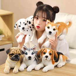 Pc Cm Kawaii Simulation Dogs Cuddle Beautiful Husky Dalmatian Akita Shar Pei Peluche Stuffed Dolls Baby Kids Birthday Gifts J220704