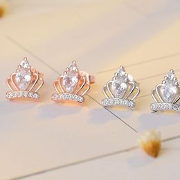 Stud Woman Earring Crown Zircon Earrings Korean Fashion Designer Party Jewellery Accessories 2022 Trend