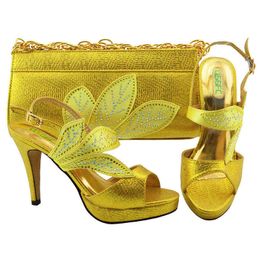 Dress Shoes New Arrival Italian Design Ladies and Bag Set with Wedding s for Women Nigeria Set Yellow Colour 220722