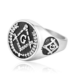 Fashion Unique Design Stainless steel ring punk wholesale masonic regalia Vintage fraternal order Mason Ring Men Jewelry Items