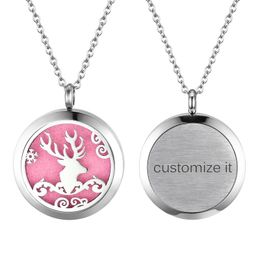 Pendant Necklaces Women 316L Stianless Steel Necklace Christmas Tree Essential Oil Aroma Open Po Frame Men Elk Pattern Silver ColorPendant