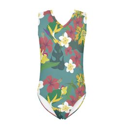 Women's Swimwear Cumagical 2022 Custom Kids Girls Floral Sunflower Tropical Flower Print 12 Year Old Girl SwimsuitWomen's