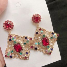 Dangle & Chandelier New Colourful Flower Earrings Charm Women Statement Crystal Drop Earrings Party Jewellery
