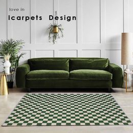 Carpets Checkerboard Carpet Green And White Plaid Ins Wind Moroccan Bedroom Living Room Bedside Mat Teenager Red Modern Geometry PrintedCarp