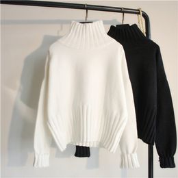 Women s Turtleneck Sweater Knitted Ribbed Pullover Black White Winter High Elasticity Slim Jumper 2020 Autumn Sweaters Female Y200722