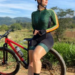 2024 Donne Ciclismo Manica Lunga Dermotuta Estate Traspirante Ciclo Jersey Set Maillot Mujer Ropa Tuta Kit Gel Macaquinho Ciclismo Feminino