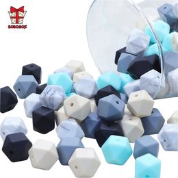 hexagon silicone beads Australia - BOBO.BOX Wholesale 100pcs lot Hexagon Beads Silicone Baby Teether Perle BPA Free DIY Necklace Pacifier Chain Baby Teething Care 220531
