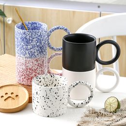 320ml Mugs Ink Dot Ceramic Office Coffee Cup Round Handle Home Coffee Table Decoration Kitchen Bar Supplies 403 D3