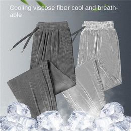 Pantaloni da uomo Pantaloni estivi in seta di ghiaccio ultrasottili Pantaloni casual larghi da uomo Q 220823