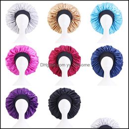 Beanie/Skl Caps Hats Hats Scarves Gloves Fashion Accessories 42Cm Large Satin Bonnet Beanie Women Lady Solid Colour Night S Dhucg